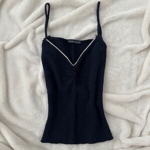 brandy melville archie lace tank top navy blue with bow